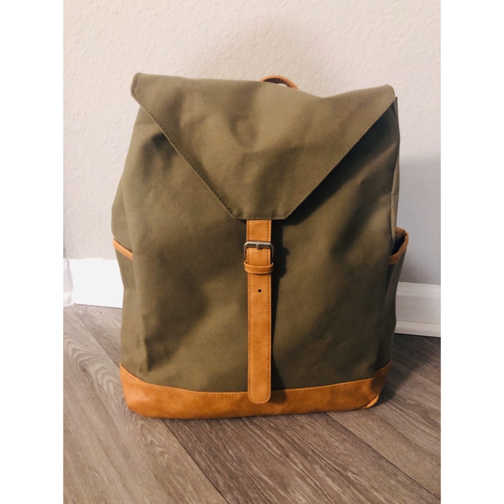 Army Green and Tan Canvas Bookbag